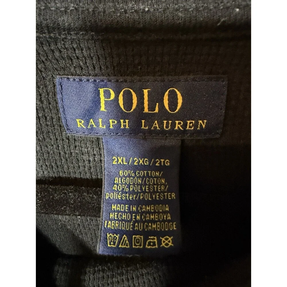 Polo Ralph Lauren Men's Waffle Knit Crew Neck Long Sleeve Shirt Size 2XL Black